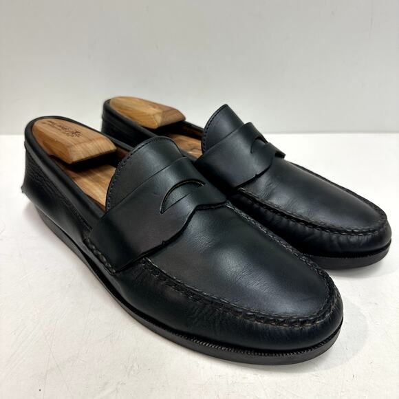 EXCELLENT Rancourt & Co. x Brooks Brothers Penny Loafer Moc Loafer Navy USA 9.5 - Picture 1 of 10
